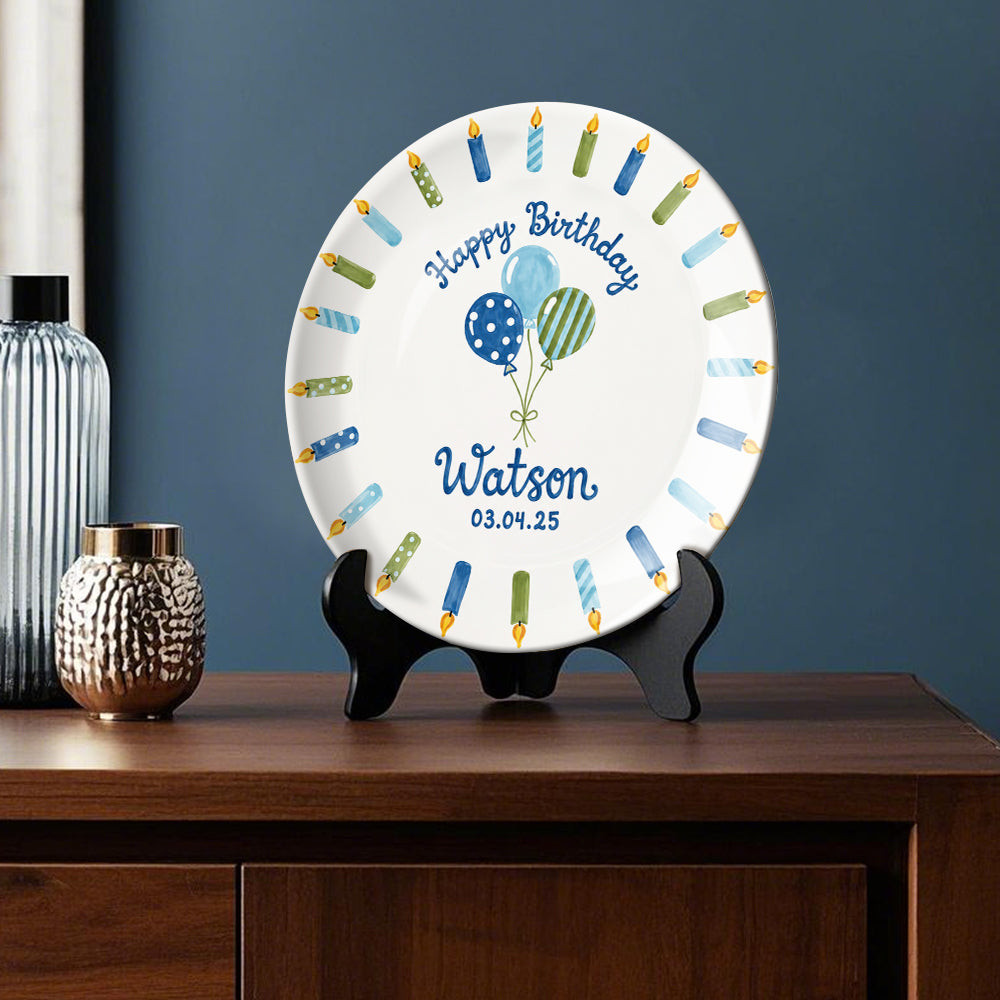 Happy Birthday - Personalized Birthday Ceramic Round Plate