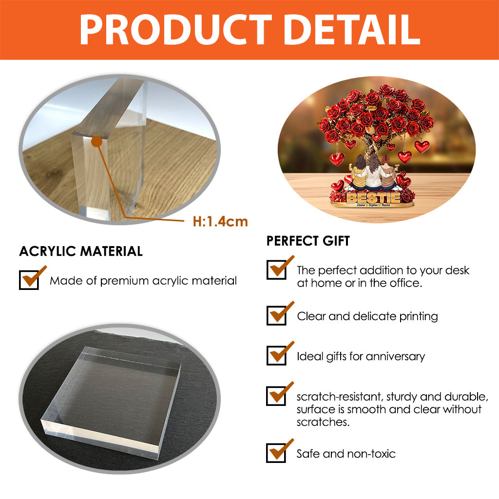 Besties Forever - Personalized Bestie Custom Shaped Acrylic Plaque