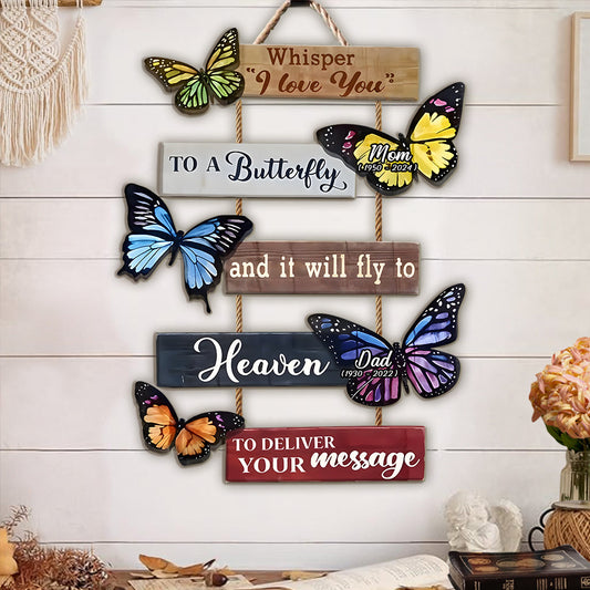Whisper To A Butterfly - Personalized Memorial Pallet Wood Sign