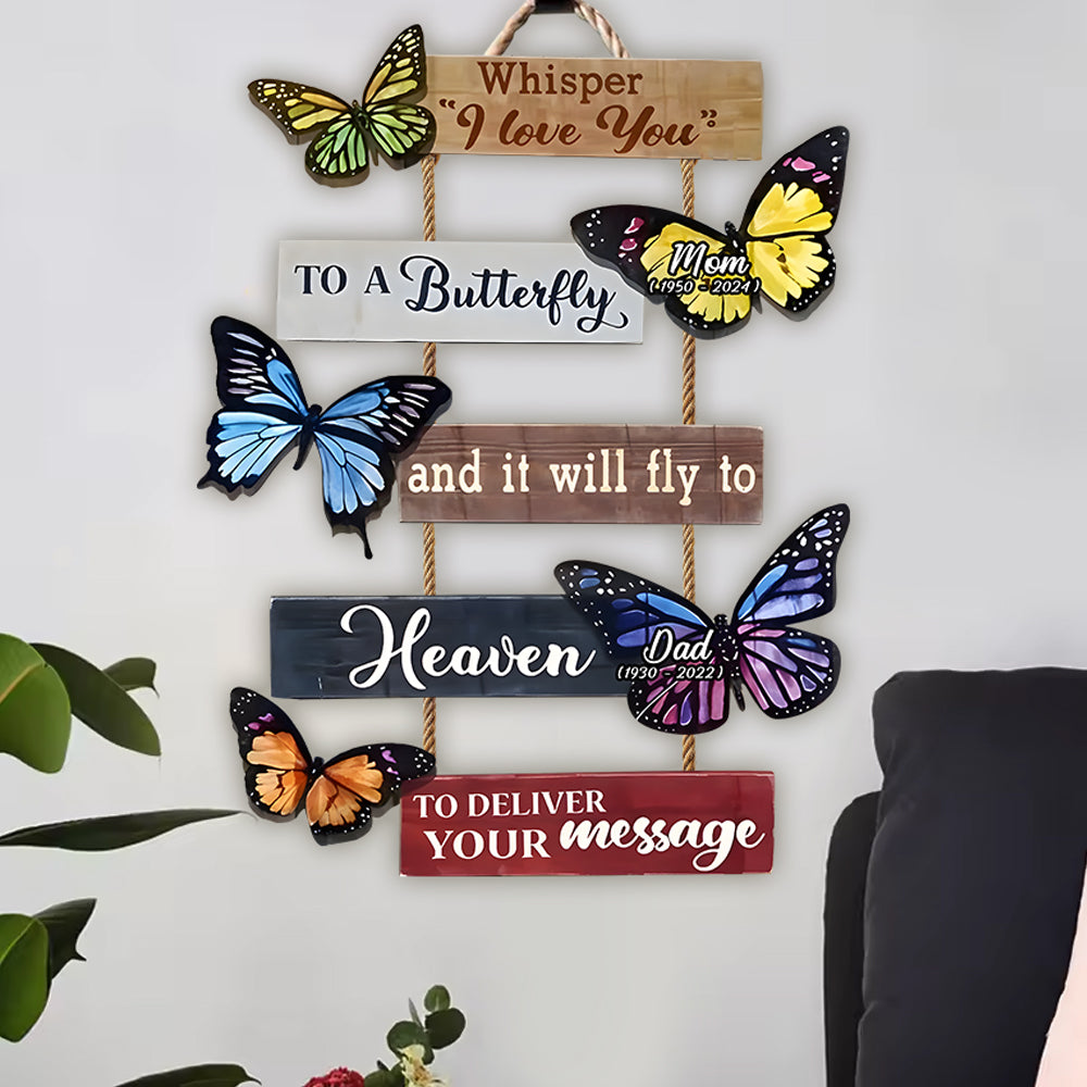 Whisper To A Butterfly - Personalized Memorial Pallet Wood Sign