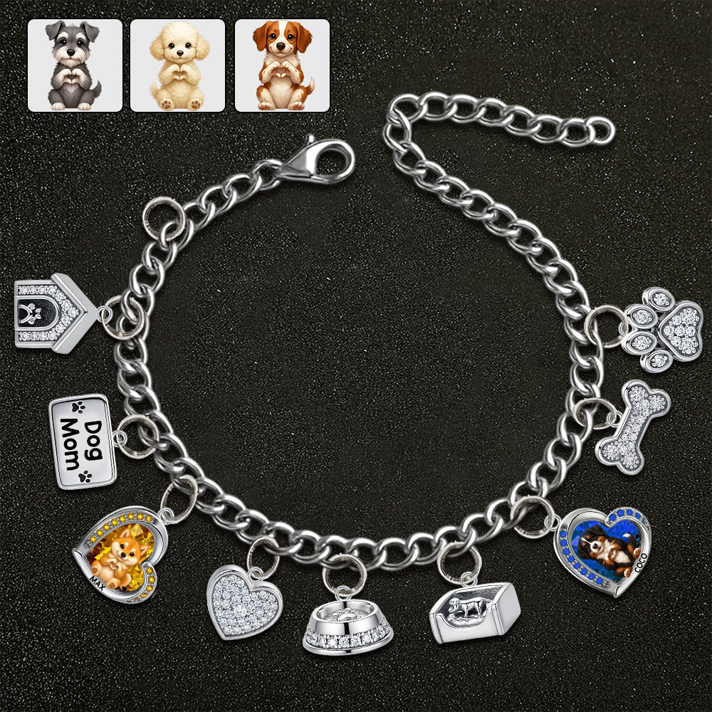Puppy/ Kitty Makes Heart Hands - Personalized Dog Bracelet With Charms