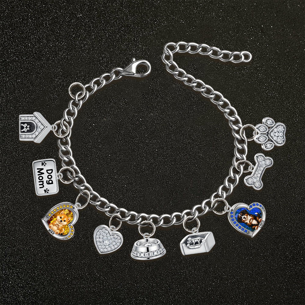 Puppy/ Kitty Makes Heart Hands - Personalized Dog Bracelet With Charms