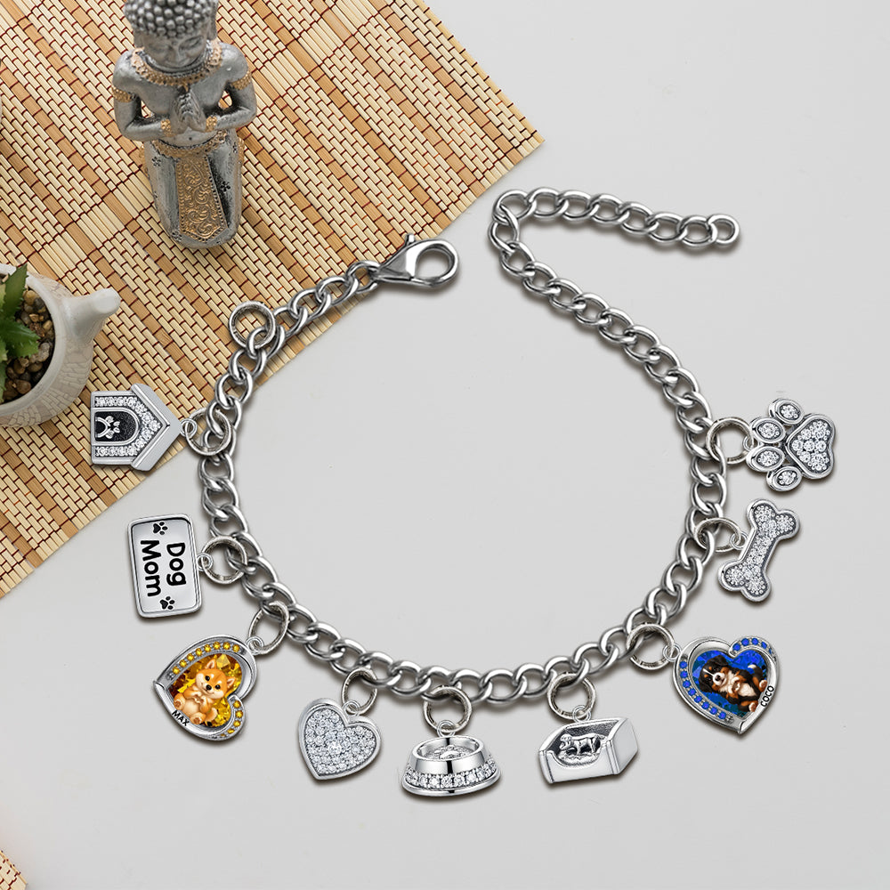 Puppy/ Kitty Makes Heart Hands - Personalized Dog Bracelet With Charms