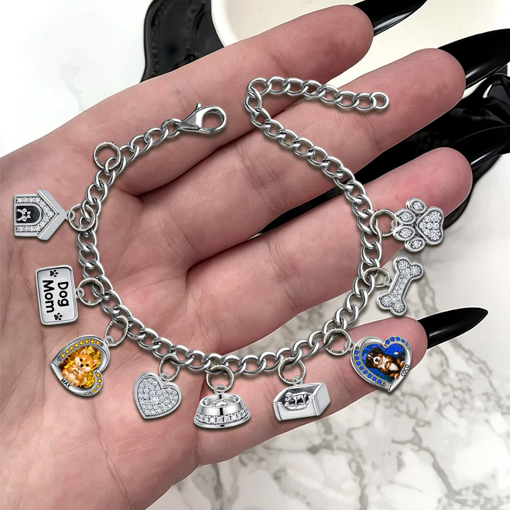 Puppy/ Kitty Makes Heart Hands - Personalized Dog Bracelet With Charms