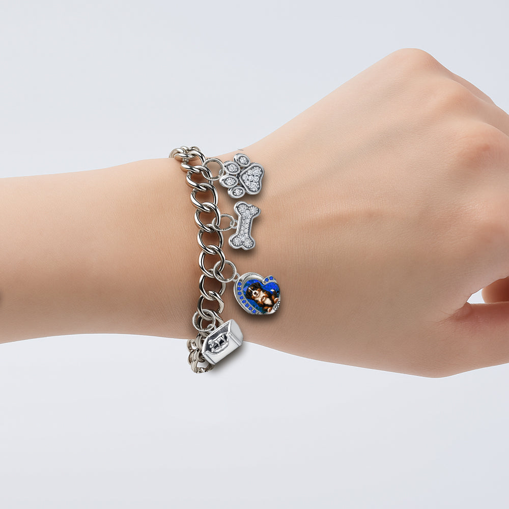 Puppy/ Kitty Makes Heart Hands - Personalized Dog Bracelet With Charms