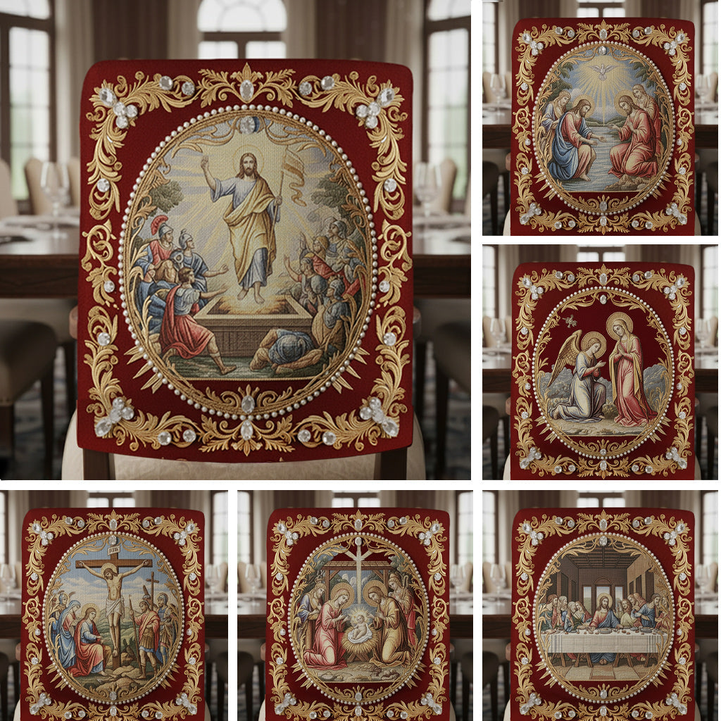 Key Christian Religious Scenes - Personalized Christian Chair Cover Set