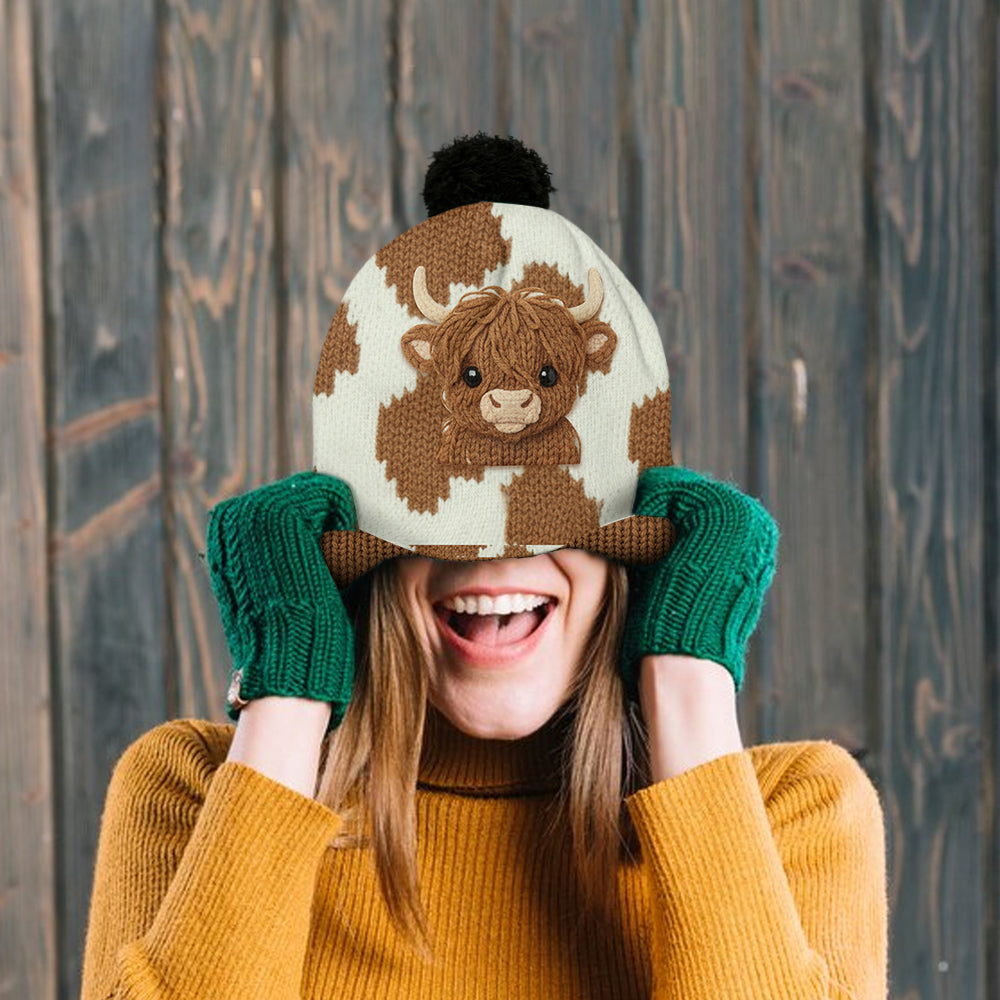 Cute Highland Cow - Personalized Highland Cow Beanie Hat