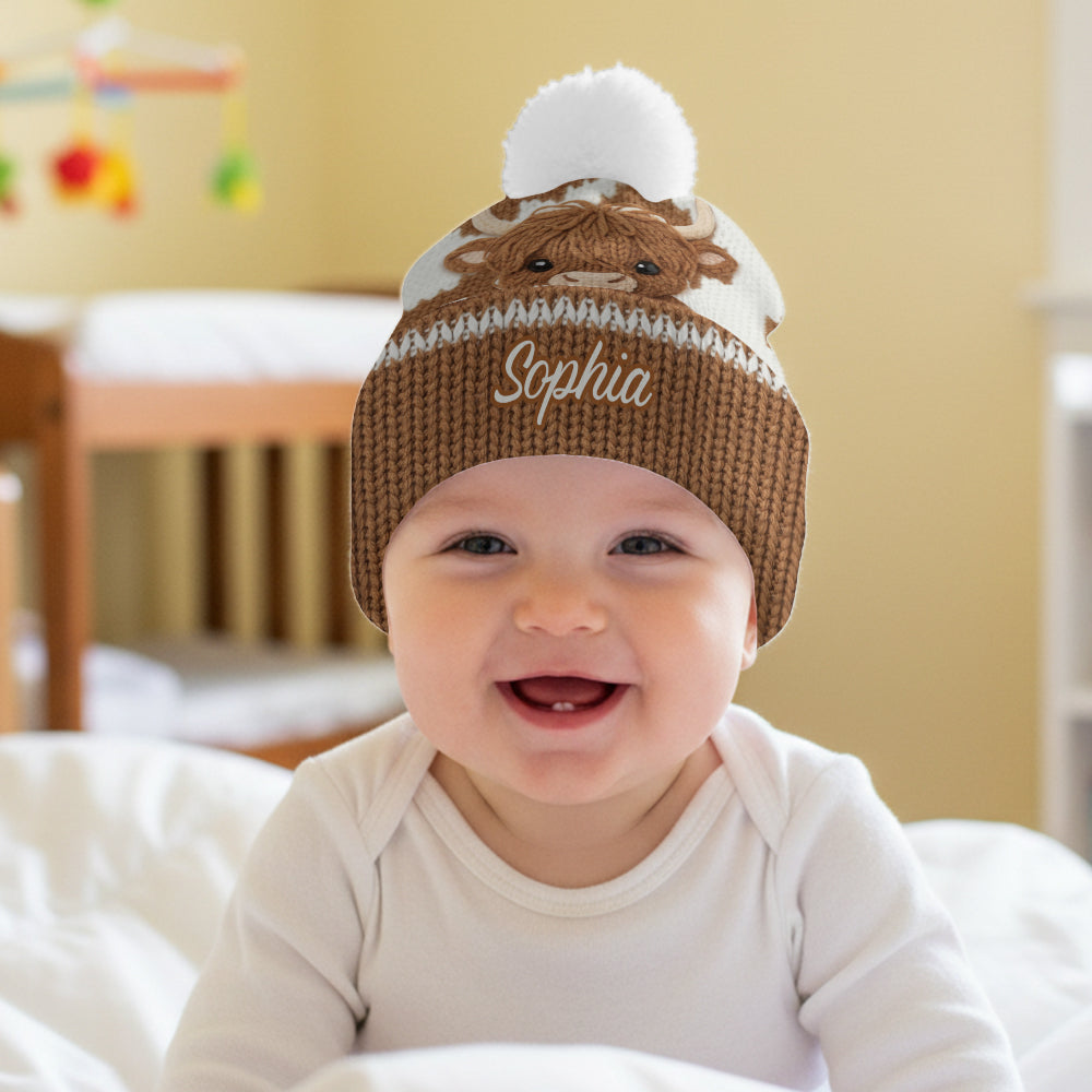 Cute Highland Cow - Personalized Highland Cow Beanie Hat