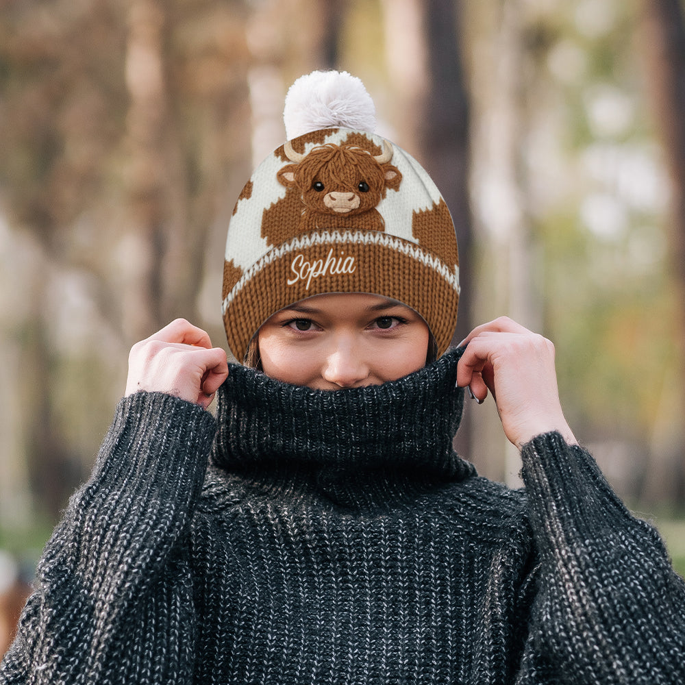 Cute Highland Cow - Personalized Highland Cow Beanie Hat