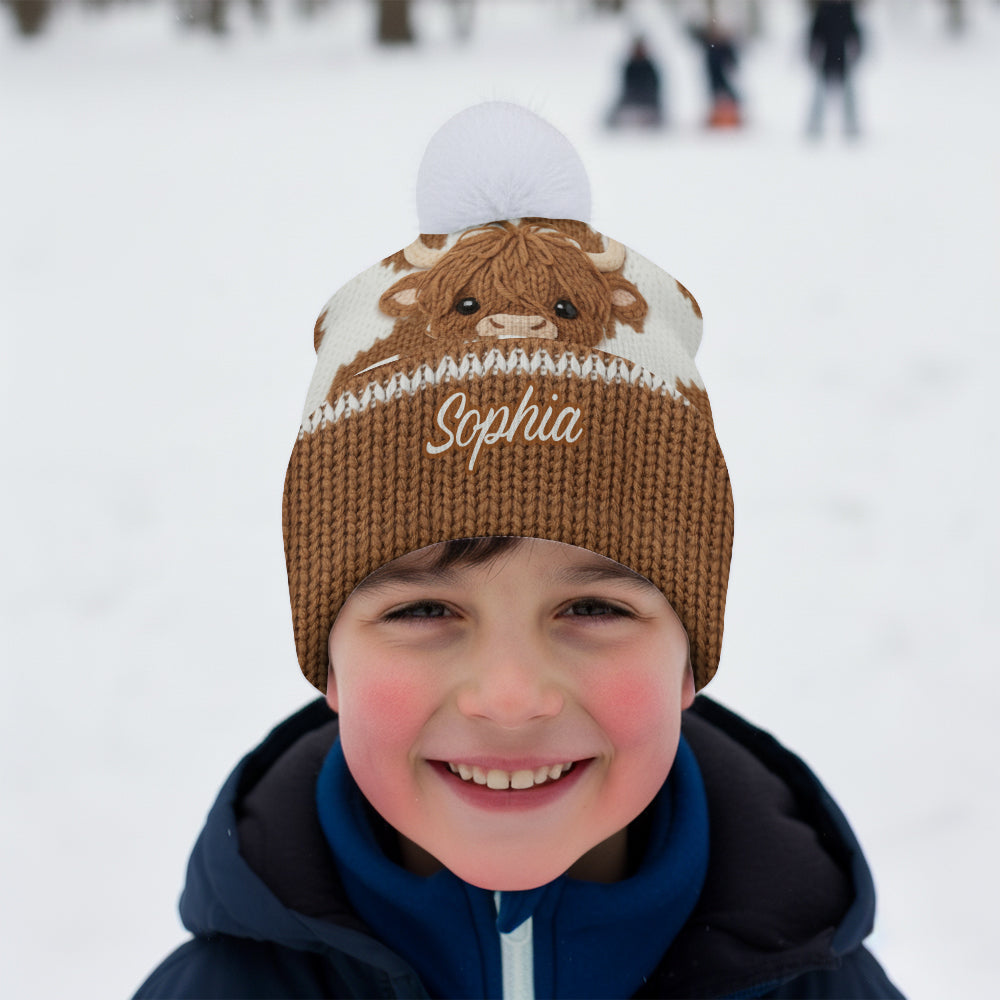 Cute Highland Cow - Personalized Highland Cow Beanie Hat