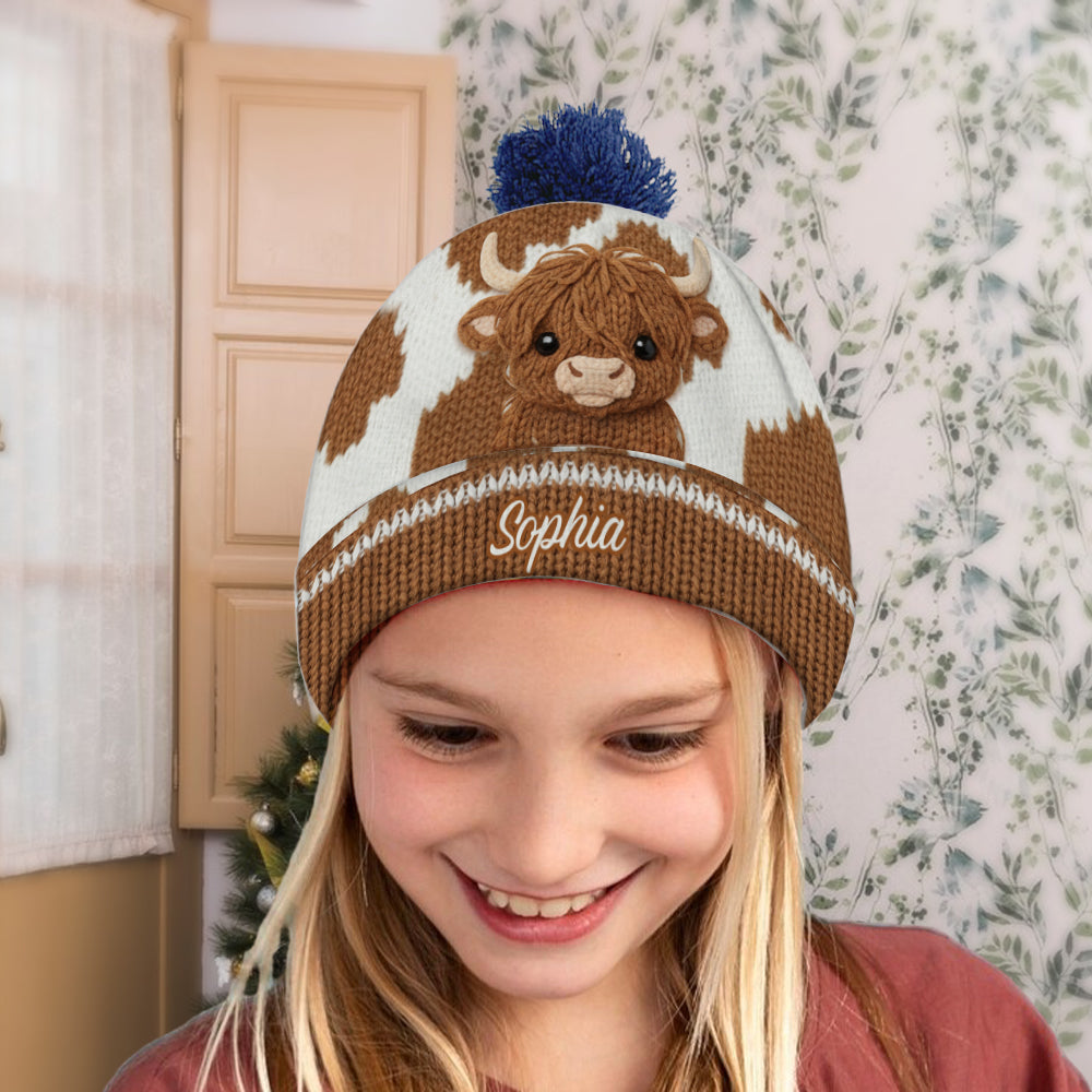 Cute Highland Cow - Personalized Highland Cow Beanie Hat