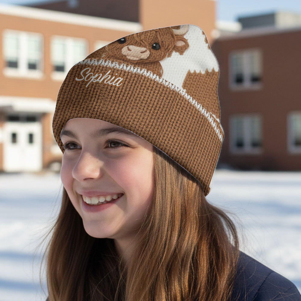 Cute Highland Cow - Personalized Highland Cow Beanie Hat