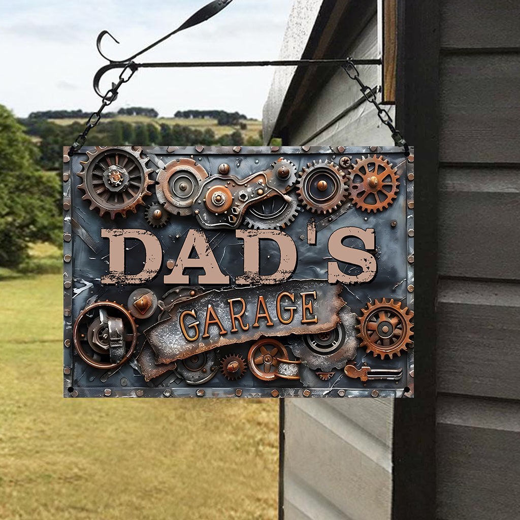 Dad's Garage Custom Title - Personalized Father Rectangle Metal Sign