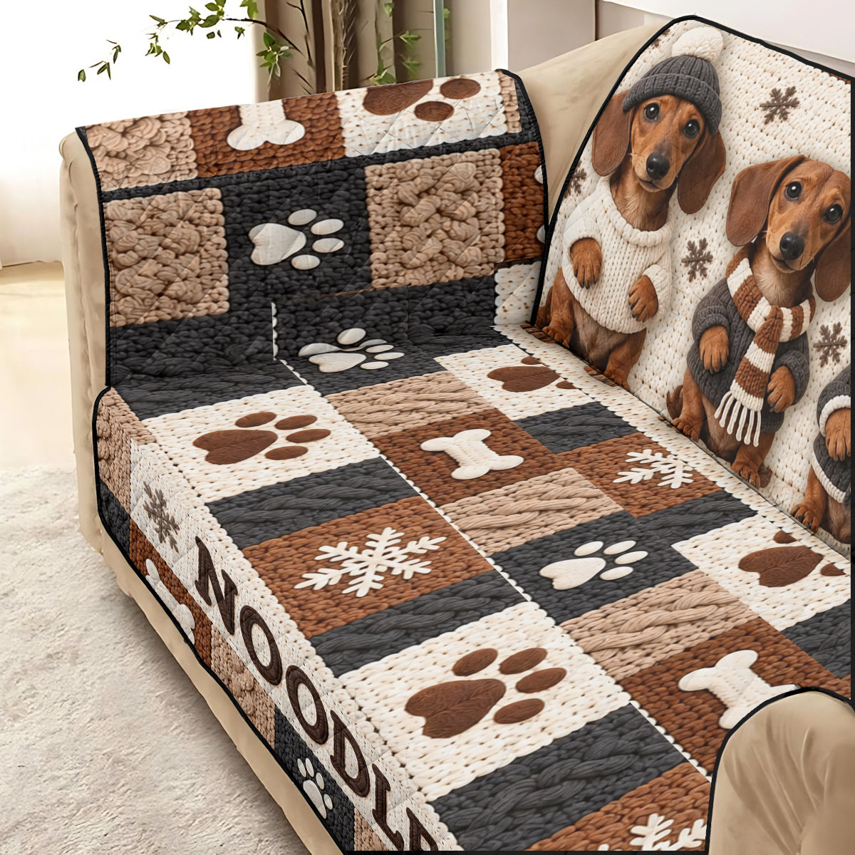 Merry Woofmas - Personalized Dog Quilted Sofa/Couch Cover