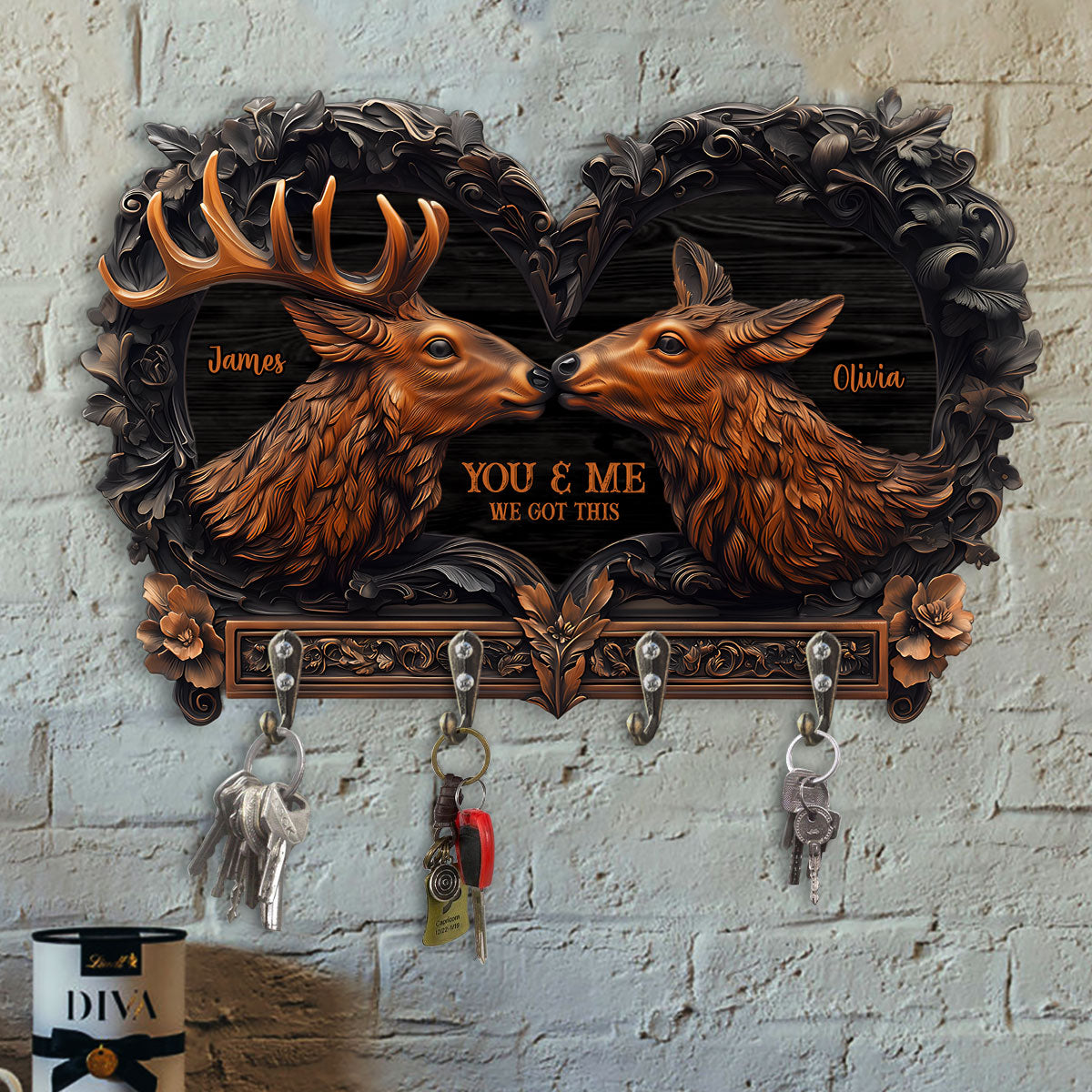You & Me - Personalized Hunting Custom Shaped Key Rack