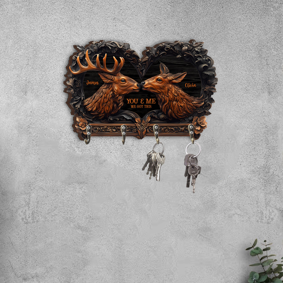 You & Me - Personalized Hunting Custom Shaped Key Rack