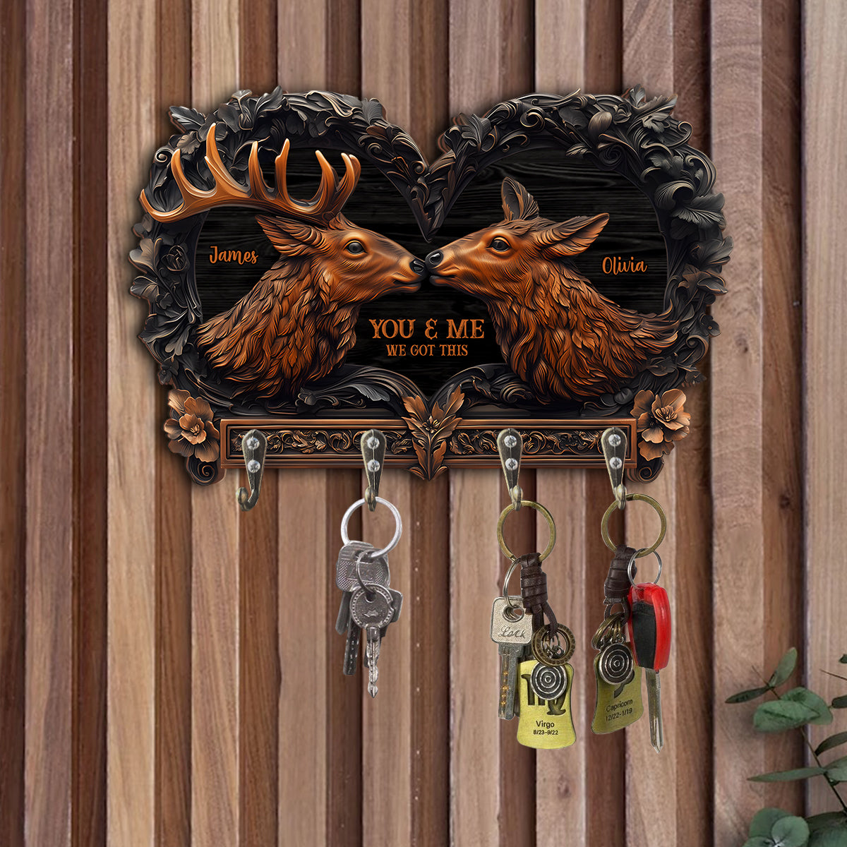 You & Me - Personalized Hunting Custom Shaped Key Rack