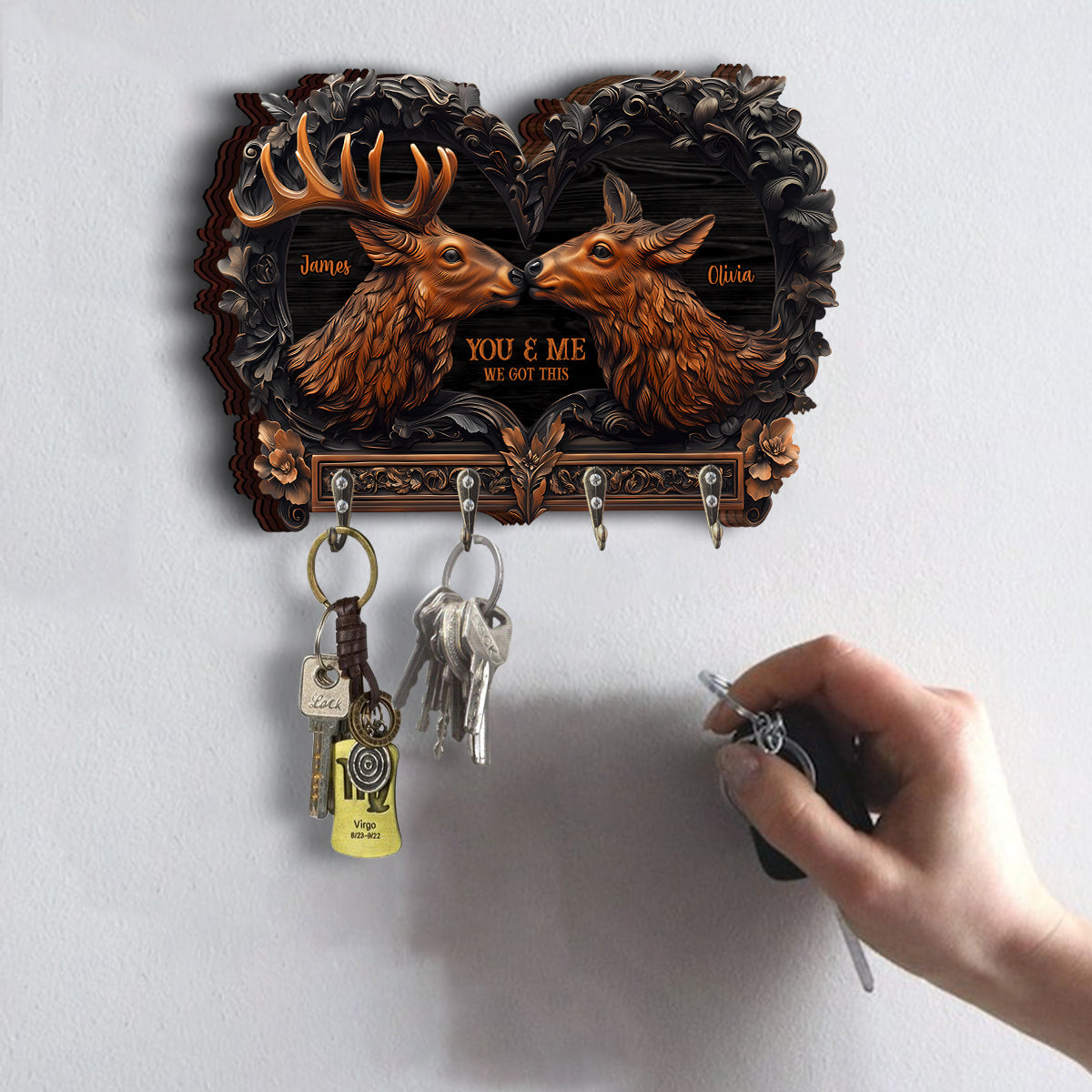 You & Me - Personalized Hunting Custom Shaped Key Rack