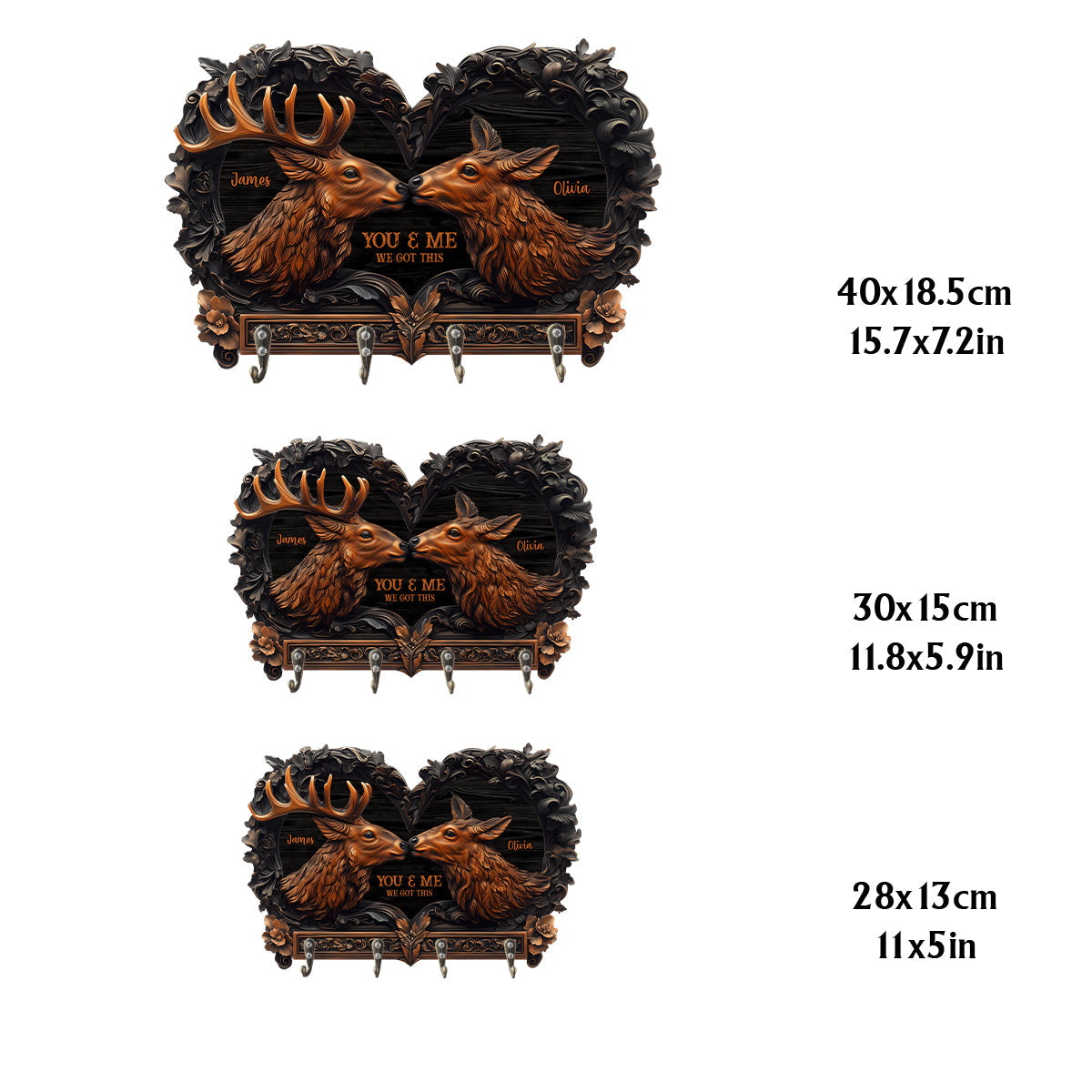 You & Me - Personalized Hunting Custom Shaped Key Rack