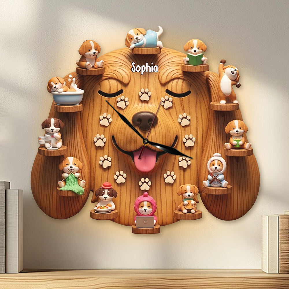Cute Dogs - Personalized Dog LED Light Wall Clock