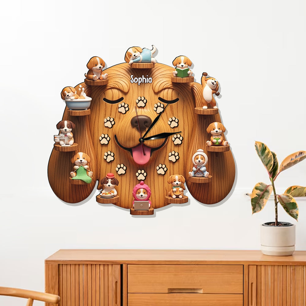 Cute Dogs - Personalized Dog LED Light Wall Clock