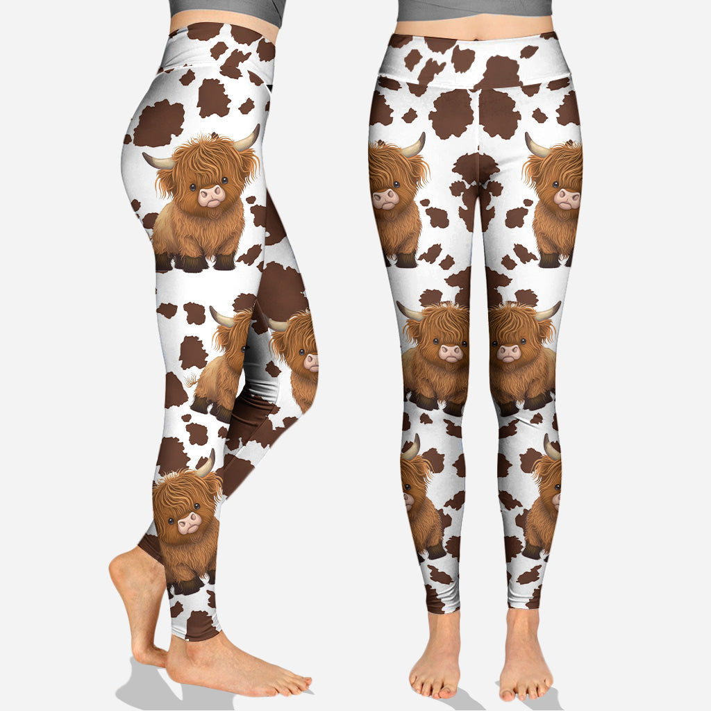 Cute Highland Cows - Personalized Highland Cow Hollow Tank Top and Leggings