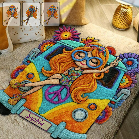 Hippie Girl - Personalized Hippie Non-Slip Tufted Rug