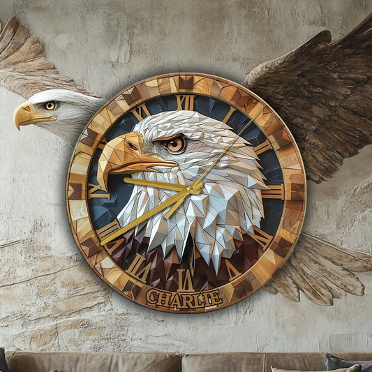 Love Bald Eagle - Personalized Bald Eagle Wall Clock