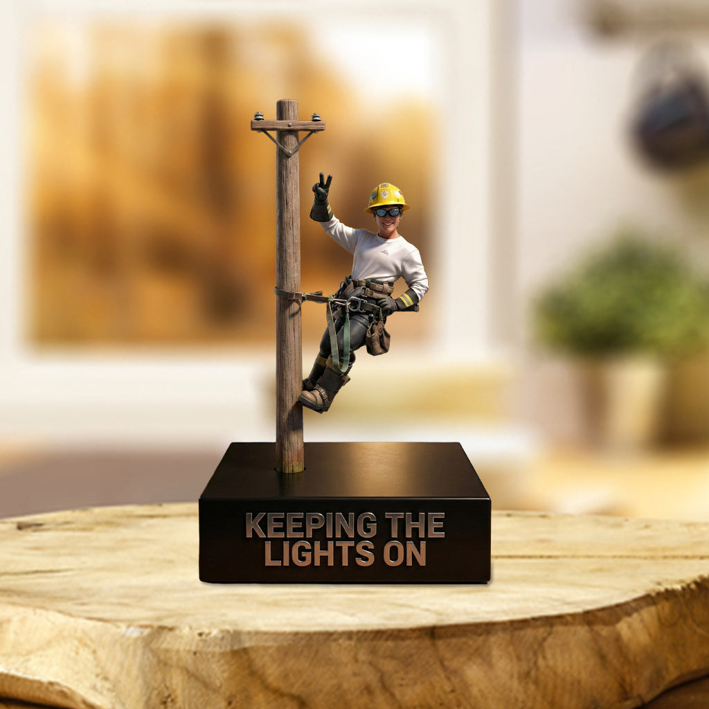 Lineman Climbing - Personalized Lineman Custom Shaped Acrylic Plaque