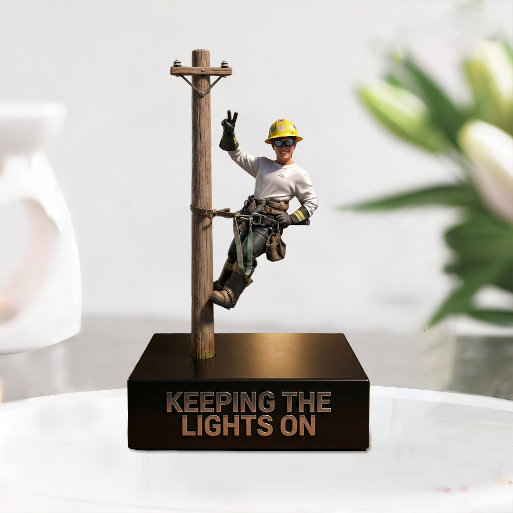 Lineman Climbing - Personalized Lineman Custom Shaped Acrylic Plaque