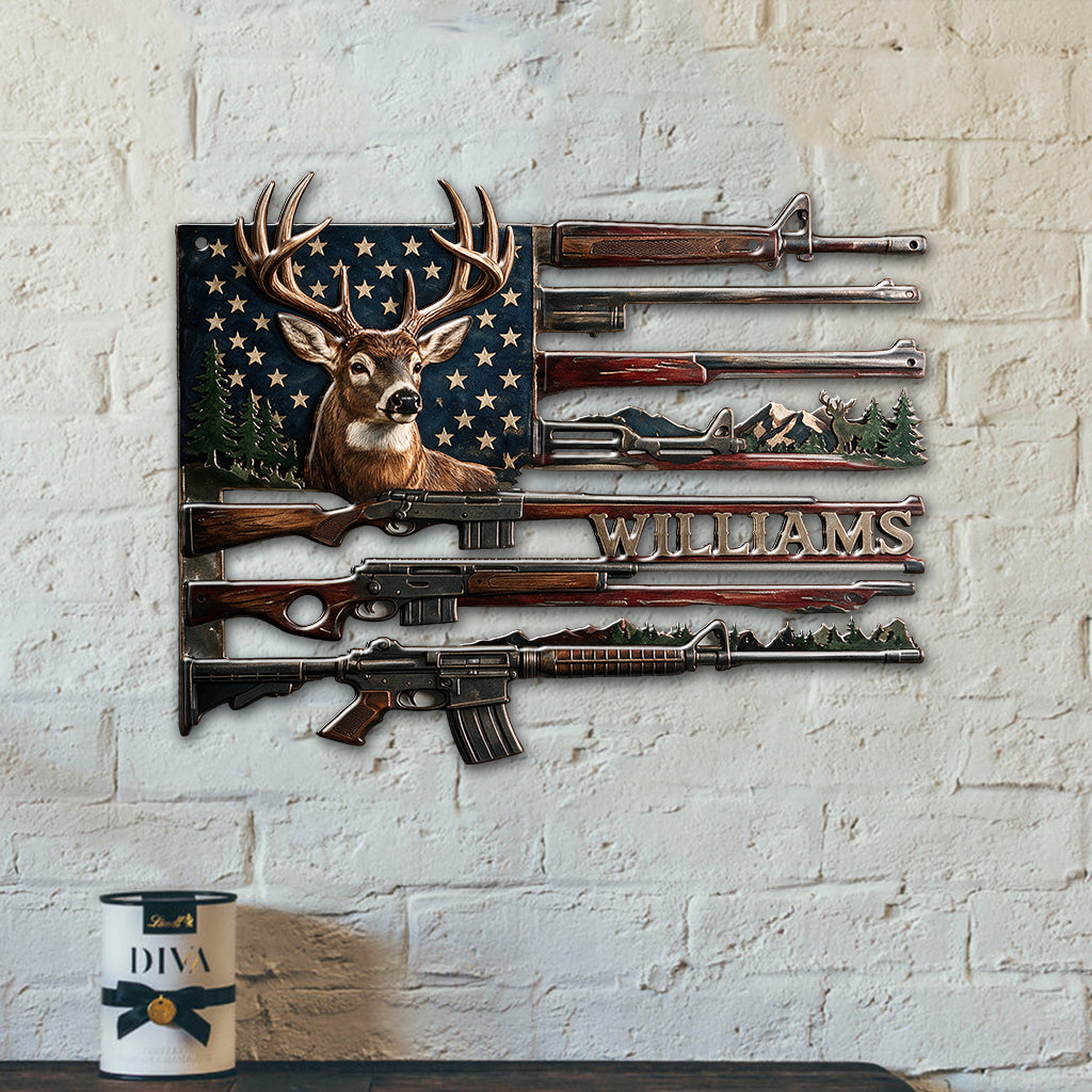 US Hunting Rifles - Personalized Hunting 3D Printed Cut Metal Sign