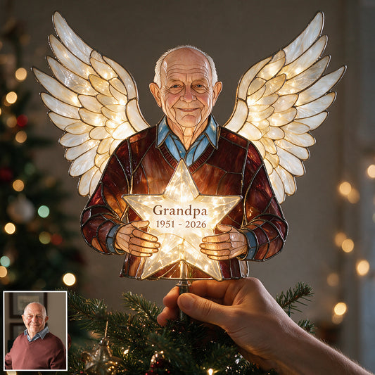 Our Christmas Angel - Personalized Memorial LED Light Tree Topper