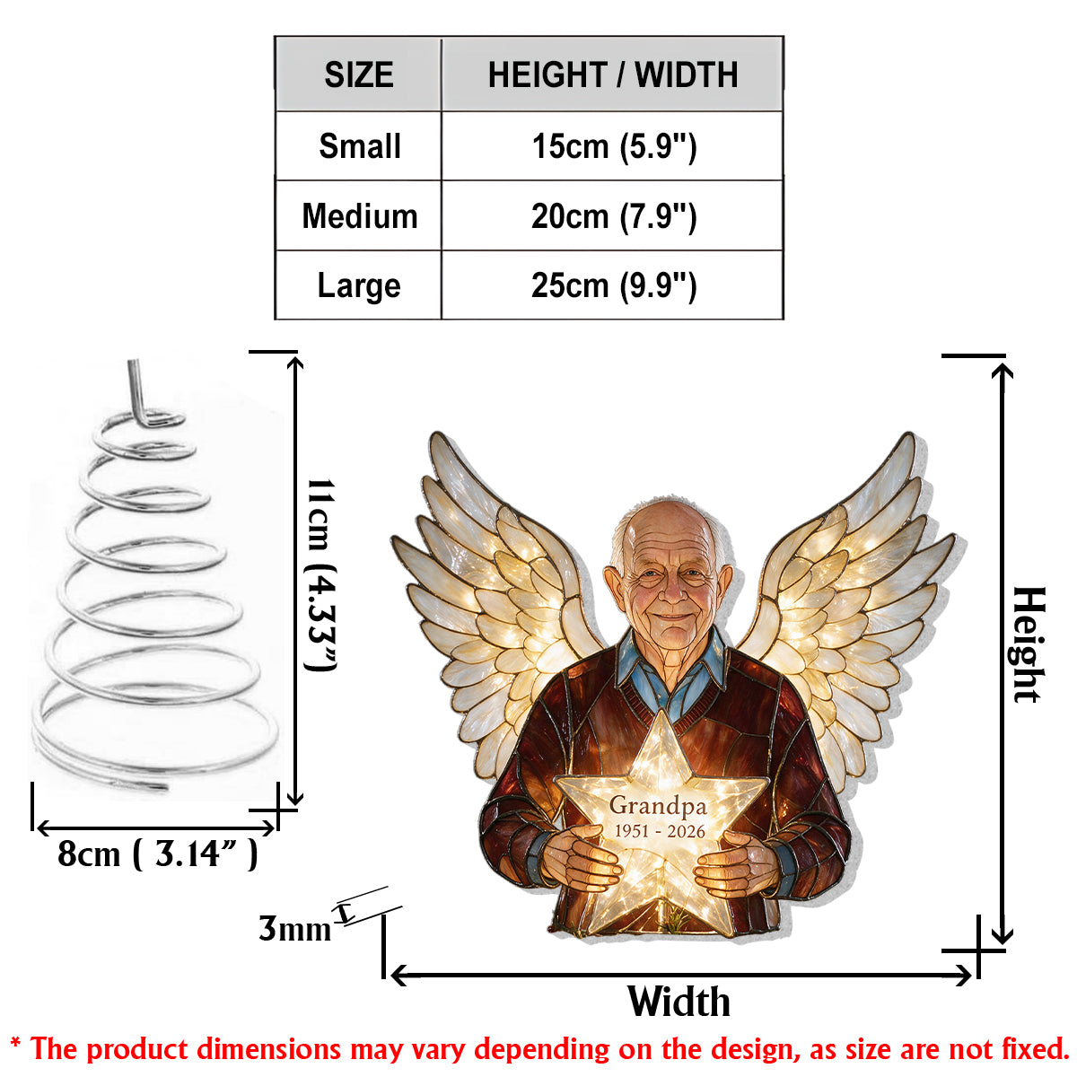 Our Christmas Angel - Personalized Memorial LED Light Tree Topper