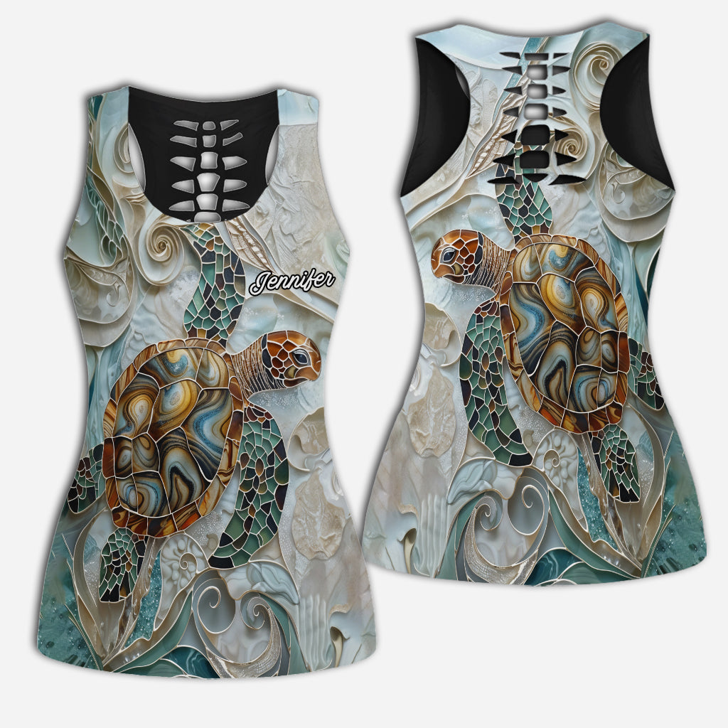 Love Turtles - Personalized Turtle Hollow Tank Top and Leggings