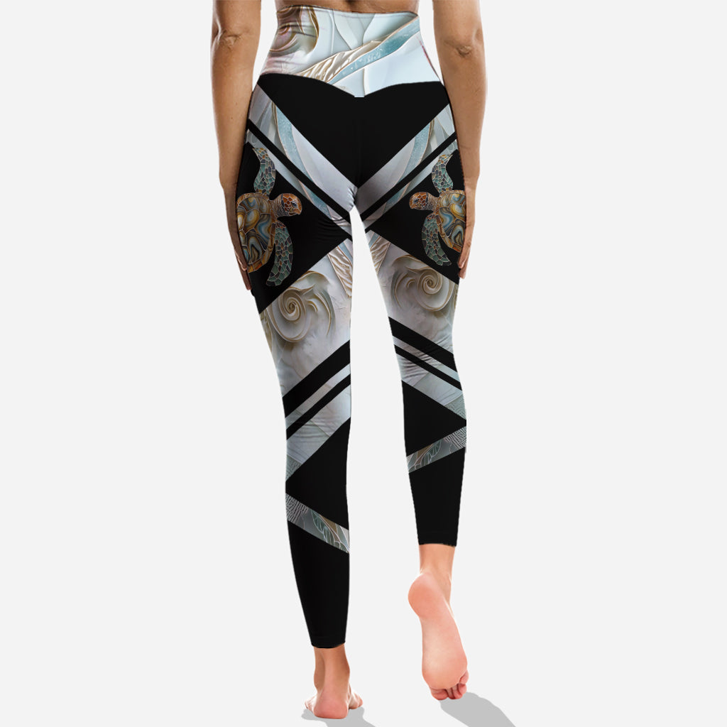 Love Turtles - Personalized Turtle Hollow Tank Top and Leggings