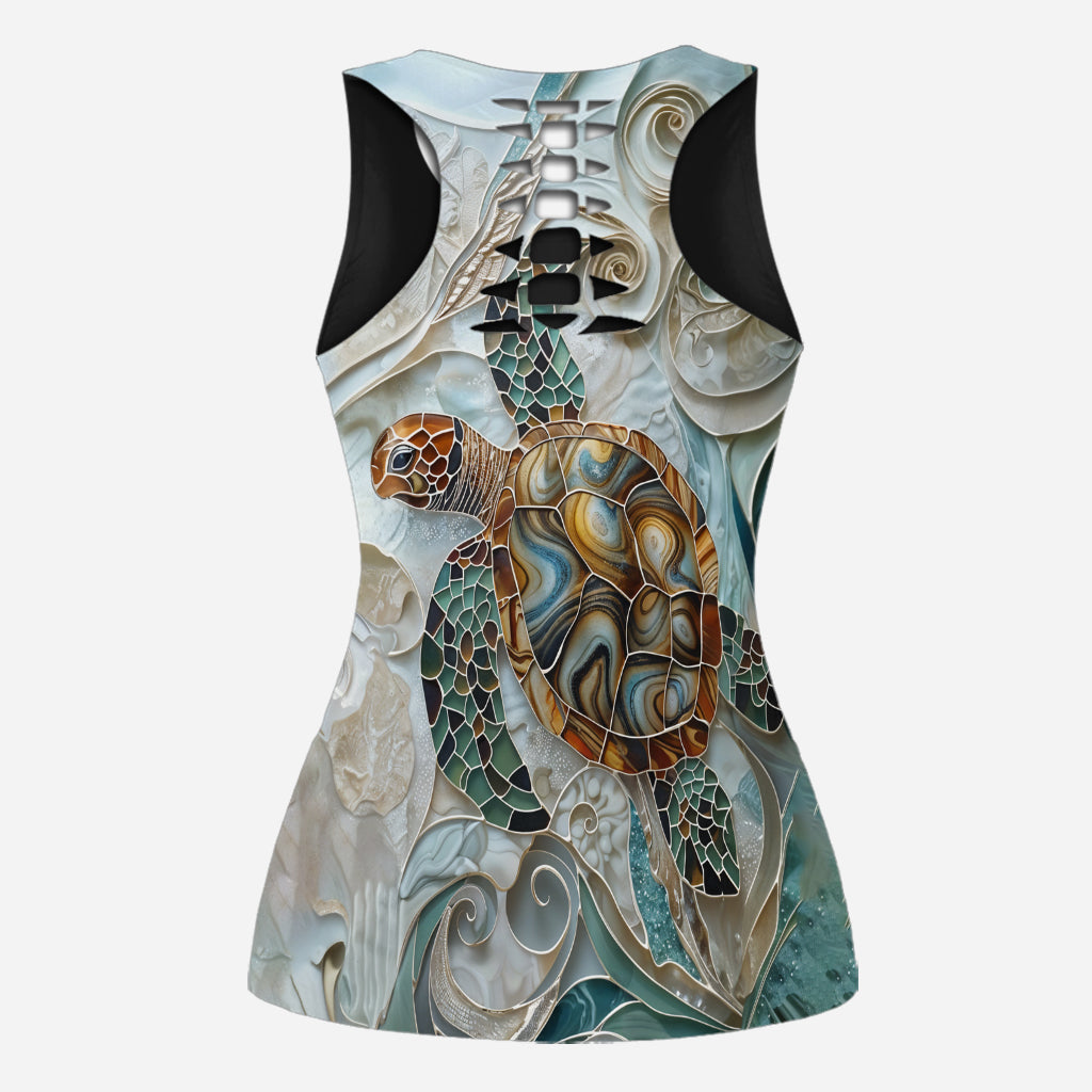 Love Turtles - Personalized Turtle Hollow Tank Top and Leggings