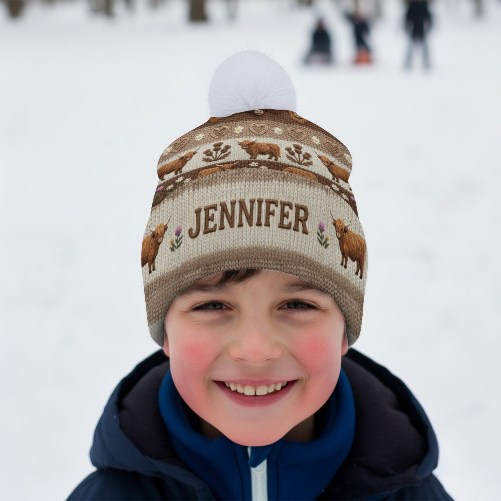 Farm Life - Personalized Highland Cow Beanie Hat