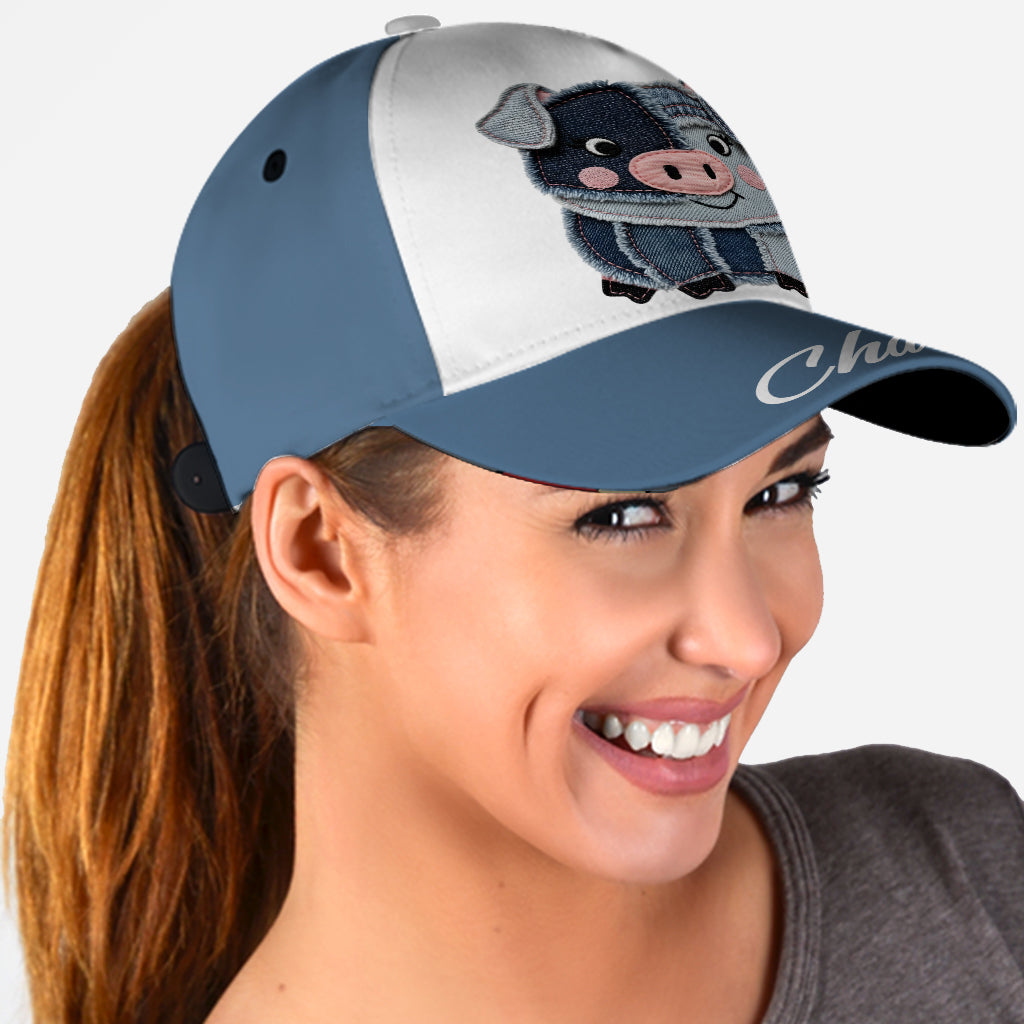 Cute Pig Denim Fabric Patches - Personalized Pig Lover Classic Cap