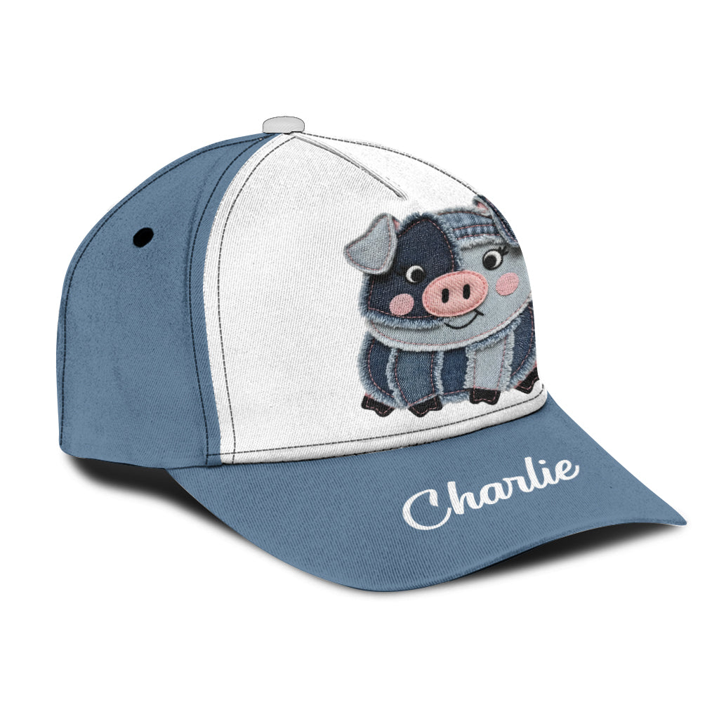 Cute Pig Denim Fabric Patches - Personalized Pig Lover Classic Cap