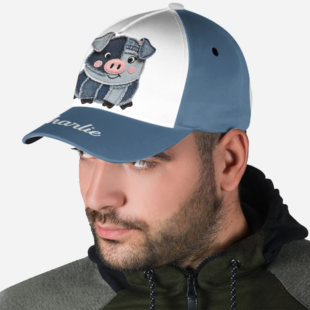 Cute Pig Denim Fabric Patches - Personalized Pig Lover Classic Cap