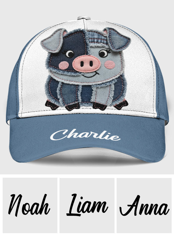 Cute Pig Denim Fabric Patches - Personalized Pig Lover Classic Cap