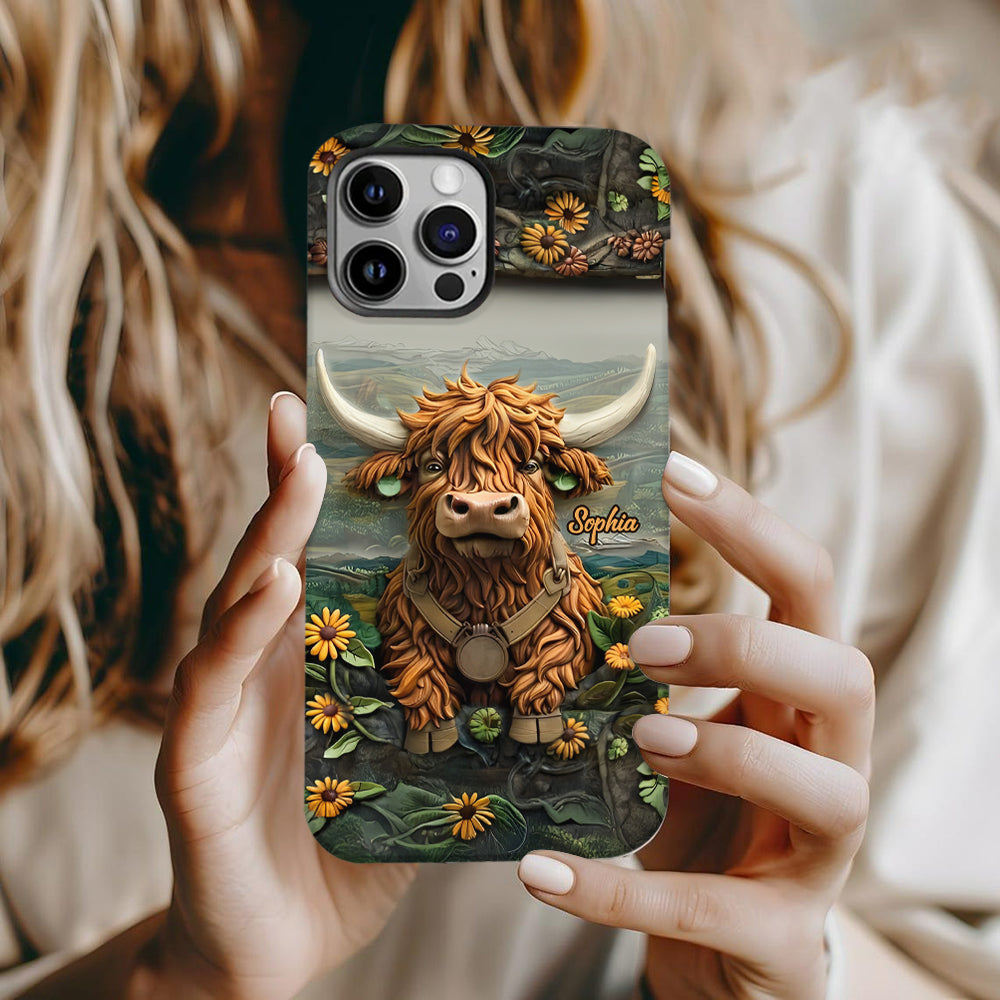 Cute Highland Cow - Personalized Highland Cow Full Print Phone Case