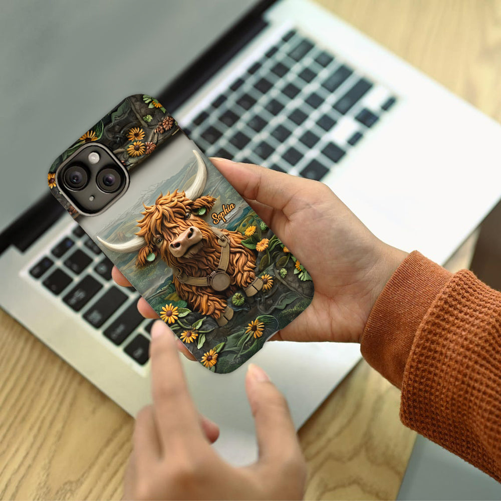 Cute Highland Cow - Personalized Highland Cow Full Print Phone Case