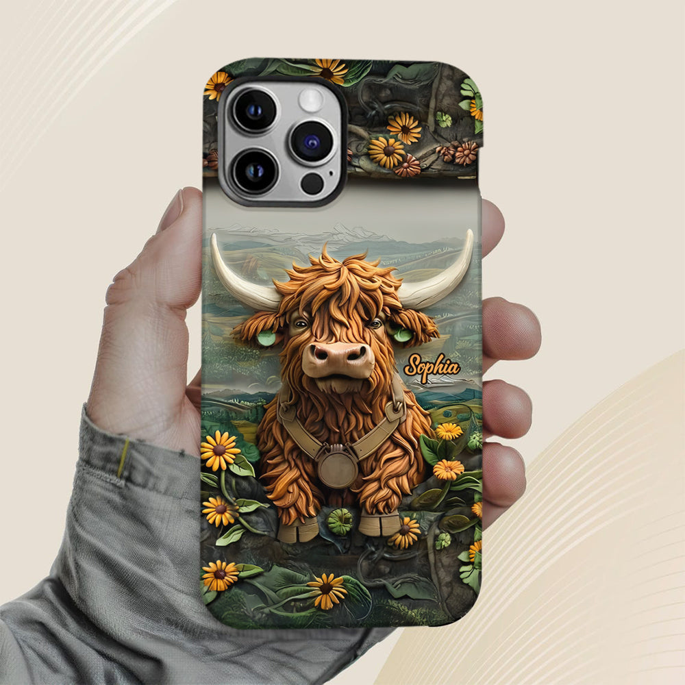 Cute Highland Cow - Personalized Highland Cow Full Print Phone Case