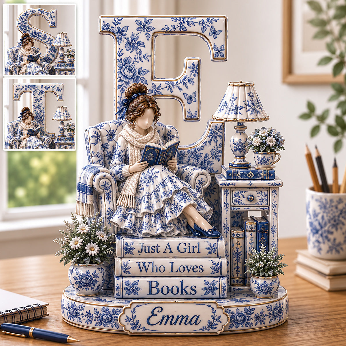 Love Reading Initail - Personalized Book 2-Side Printed Acrylic Plaque