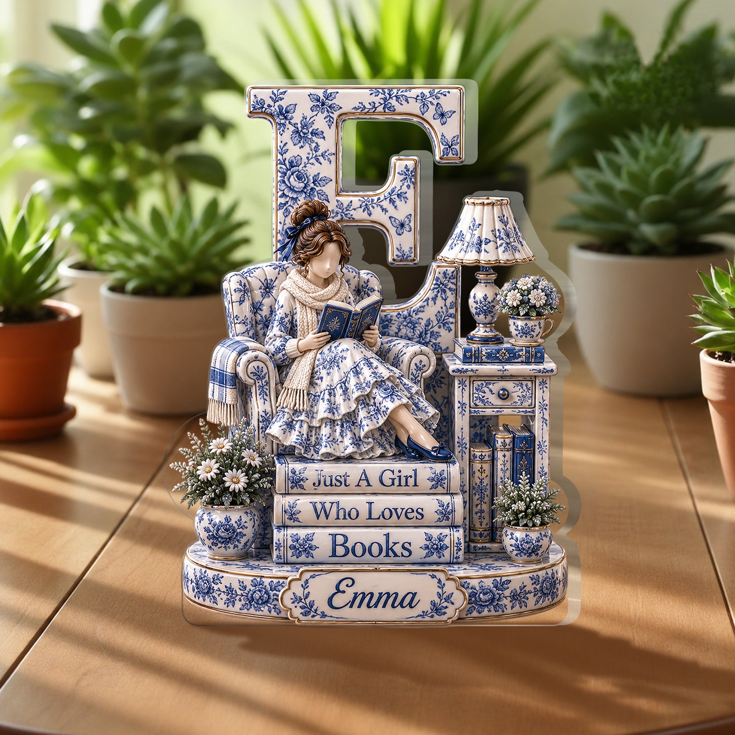 Love Reading Initail - Personalized Book 2-Side Printed Acrylic Plaque