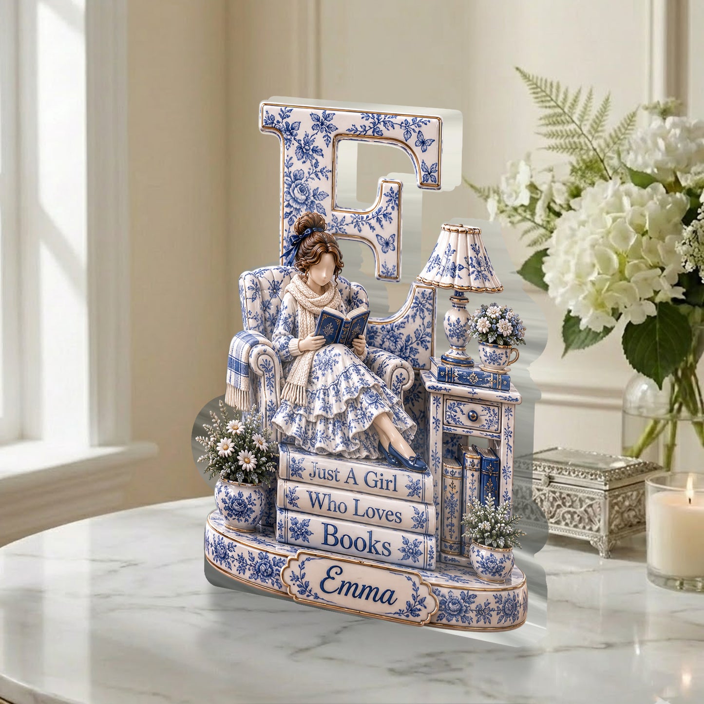 Love Reading Initail - Personalized Book 2-Side Printed Acrylic Plaque