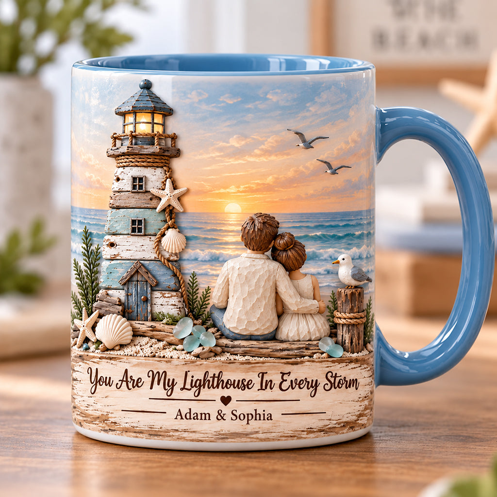 You Are My Lighthouse In Every Storm - Personalized Couple Accent Mug