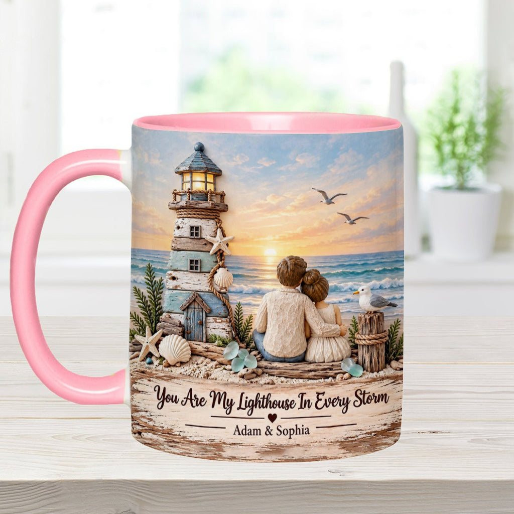 You Are My Lighthouse In Every Storm - Personalized Couple Accent Mug