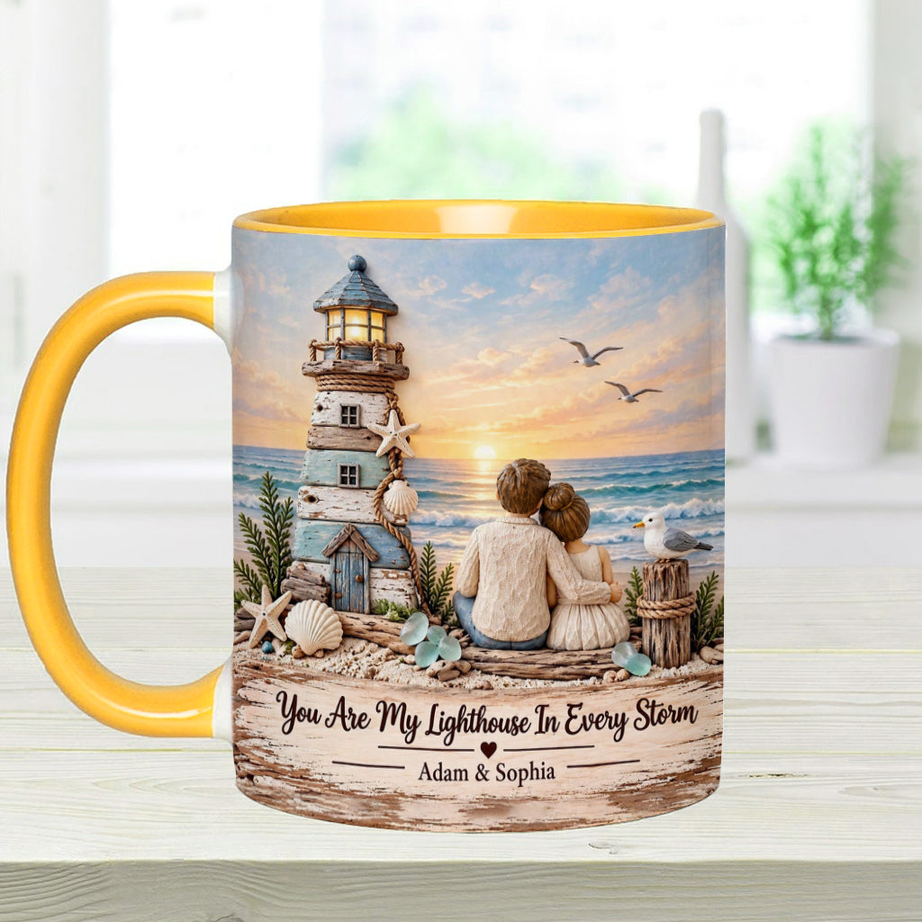 You Are My Lighthouse In Every Storm - Personalized Couple Accent Mug